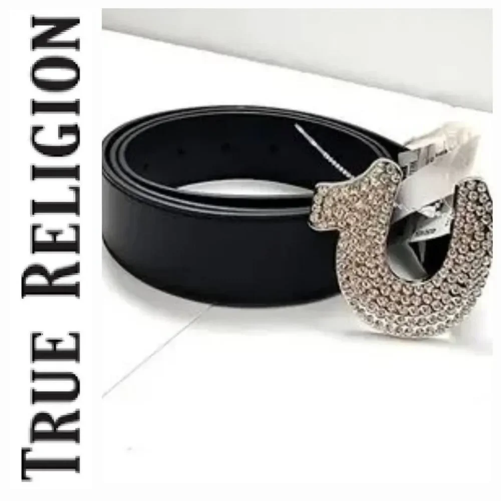 True Religion Rhinestone Horseshoe Buckle‎ Belt
